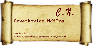 Czvetkovics Nóra névjegykártya